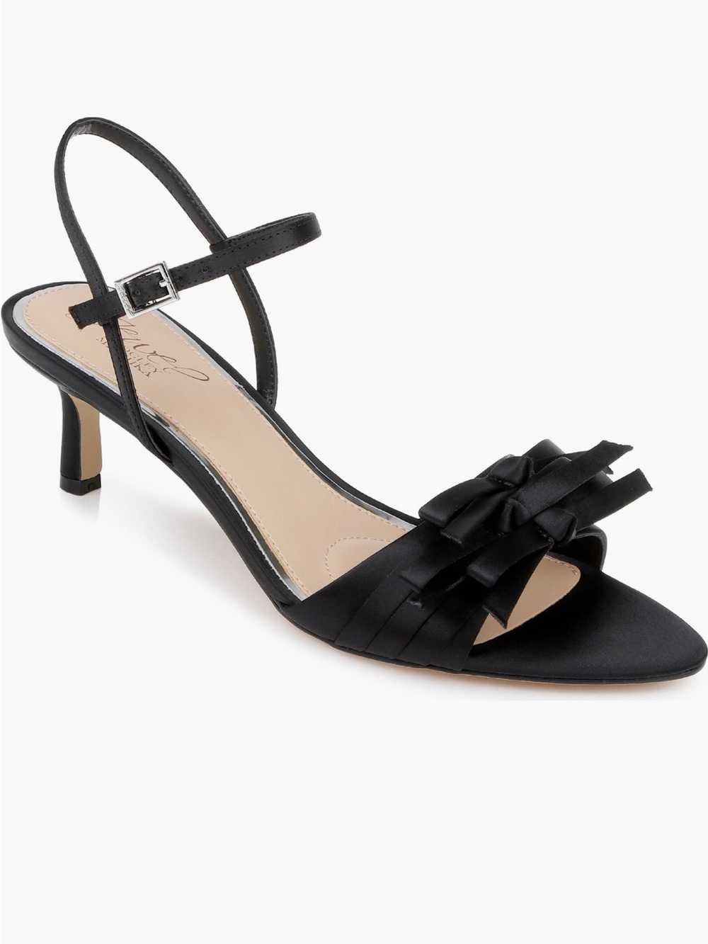 NEW Jewel Bagdley Mischka Floribeth Satin Heels Black